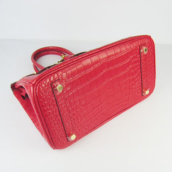 Replica Hermes Birkin 30CM Crocodile Veins Bag Red 6088 On Sale - Click Image to Close